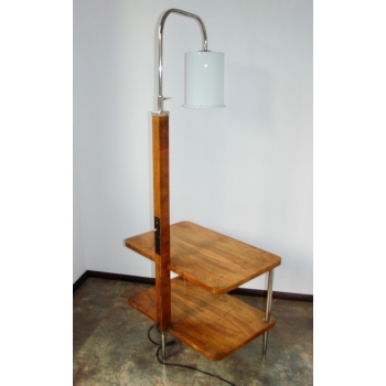 polska lampa z lat 50. z fornirowanym stolikiem